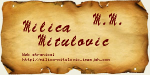 Milica Mitulović vizit kartica